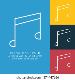 Vector illustration of thin line music note icon . Can be used as company logo, badge, web interface and mobile application button, pictogram