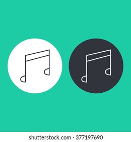 Vector illustration of thin line music note icon . Can be used as company logo, badge, web interface and mobile application button, pictogram
