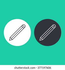Vector illustration of thin line pencil icon . Can be used as company logo, badge, web interface and mobile application button, pictogram