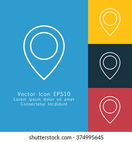 Vector illustration of thin line pin icon . Can be used as company logo, badge, web interface and mobile application button, pictogram