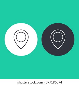 Vector illustration of thin line pin icon . Can be used as company logo, badge, web interface and mobile application button, pictogram