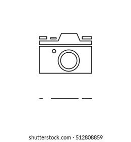 Vector illustration of thin line retro camera icon on white background