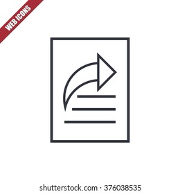 Vector illustration of thin line share icon . Can be used as company logo, badge, web interface and mobile application button, pictogram