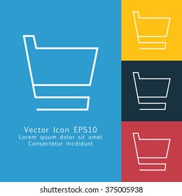 Vector illustration of thin line shopping cart icon . Can be used as company logo, badge, web interface and mobile application button, pictogram