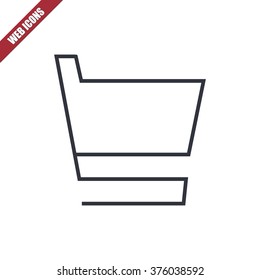 Vector illustration of thin line shopping cart icon . Can be used as company logo, badge, web interface and mobile application button, pictogram