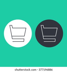Vector illustration of thin line shopping cart icon . Can be used as company logo, badge, web interface and mobile application button, pictogram