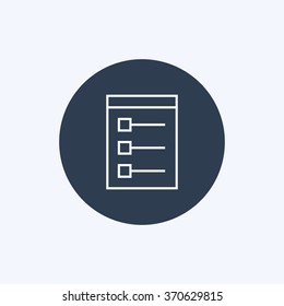 Vector illustration of thin line task list icon . Can be used as company logo, badge, web interface and mobile application button, pictogram