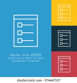 Vector illustration of thin line task list icon . Can be used as company logo, badge, web interface and mobile application button, pictogram