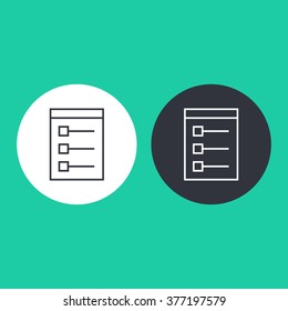 Vector illustration of thin line task list icon . Can be used as company logo, badge, web interface and mobile application button, pictogram