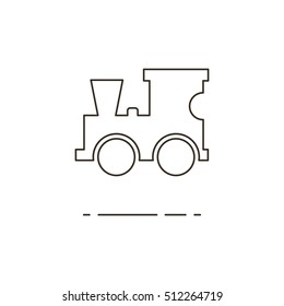 Vector illustration of thin line toy locomotive icon on white background