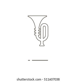 Vector illustration of thin line trumpet icon on white background