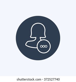 Vector illustration of thin line typing female user icon . Could be used as menu button, user interface element template, badge, sign, symbol, company logo, mobile application element