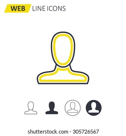 Vector illustration of thin line user icon . Can be used as company logo, badge, web interface and mobile application button, pictogram