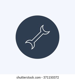 Vector illustration of thin line wrench icon . Can be used as company logo, badge, web interface and mobile application button, pictogram