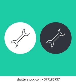 Vector illustration of thin line wrench icon . Can be used as company logo, badge, web interface and mobile application button, pictogram