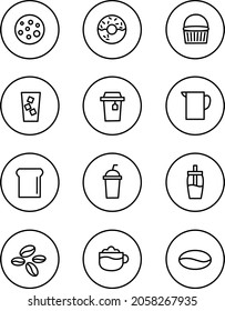 Vector illustration with thin lines.  Resizable. Social networks and network icons. Vector food icons for cafes, restaurants and blogs.
