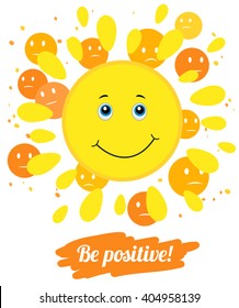 Vector illustration. Think positively. Be positive. Smile for Your layout.