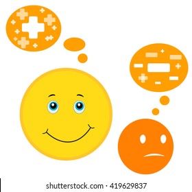 Vector illustration. Think positively. Be positive. Smile for Your layout.