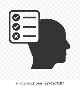 Vector illustration of thinking about exams icon in dark color and transparent background(png).