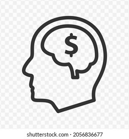 Vector Illustration Of Thinking About Money Icon In Dark Color And Transparent Background(png).