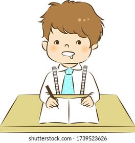 vector illustration of thinking and hungry face and suit 