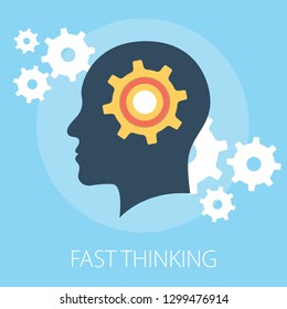 Vector illustration of thinking & idea or solution concept with "fast thinking" solution and idea concept.