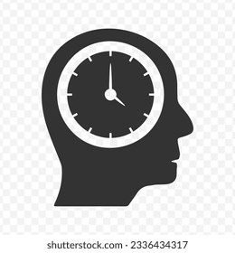 Vector illustration of thinking time icon in dark color and transparent background(PNG).