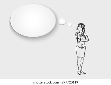 Vector illustration of a thinking woman