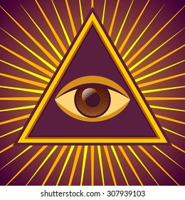 Vector illustration of a third eye mystical sign. The eye of Shiva symbol design