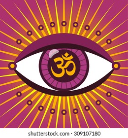 Vector illustration of a third eye mystical sign. The eye of Shiva symbol design