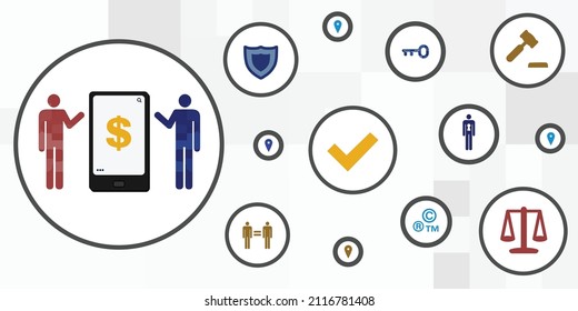 vector illustration of third party account to safely transfer money via mobile payments