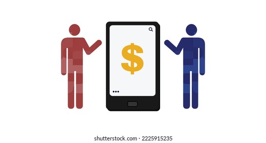 vector illustration of third party escrow account to safely transfer money via mobile payments