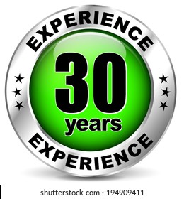 Vector illustration of thirty years experience icon on white background