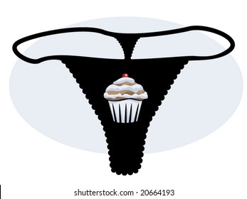 vector illustration of a thong with a graphic of a cupcake