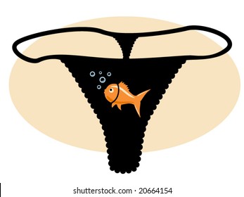 vector illustration of a thong with a graphic of a fish blowing bubbles