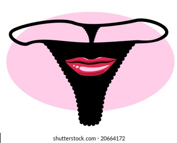 vector illustration of a thong with a graphic of red lips