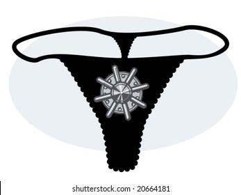 vector illustration of a thong with a graphic of a safe lock