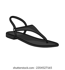 Vector Illustration of Thong Sandal Isolated with White Background 