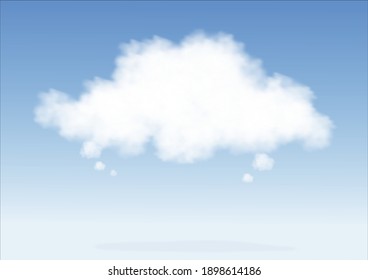 Vector illustration Thought bubble on blue sky background, Isolated Think cloud, White Blank Speech in 3D fluffy cloud.