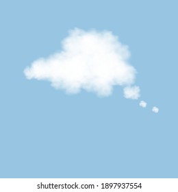 Vector illustration Thought cloud on blue sky background, Isolated Think bubble, White Blank Speech in 3D fluffy cloud.