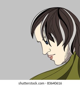 The vector illustration  of thoughtful boy.