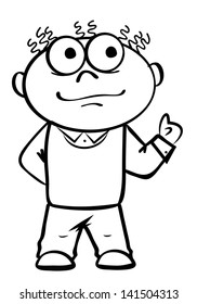 Vector illustration of a thoughtful manager