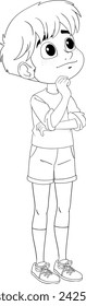 Vector illustration of a thoughtful young boy