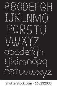 Vector illustration of thread-looking font. Alphabet from A to Z.