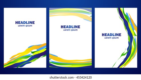 Vector illustration: Three abstract  blank layout  of brochures with colored waves.