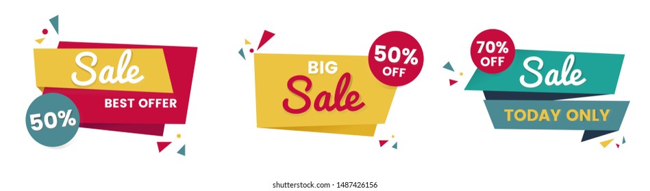 Vector illustration of three abstract sale banners.