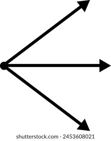 Ilustración vectorial tres flechas que indican diferentes direcciones en la dirección correcta con sus contornos dibujando relleno