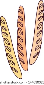 Ilustración vectorial de tres baguetas