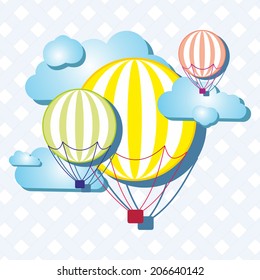 Vector illustration of three balloons in the sky