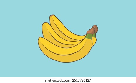 Ilustración vectorial de tres plátanos sobre un fondo azul